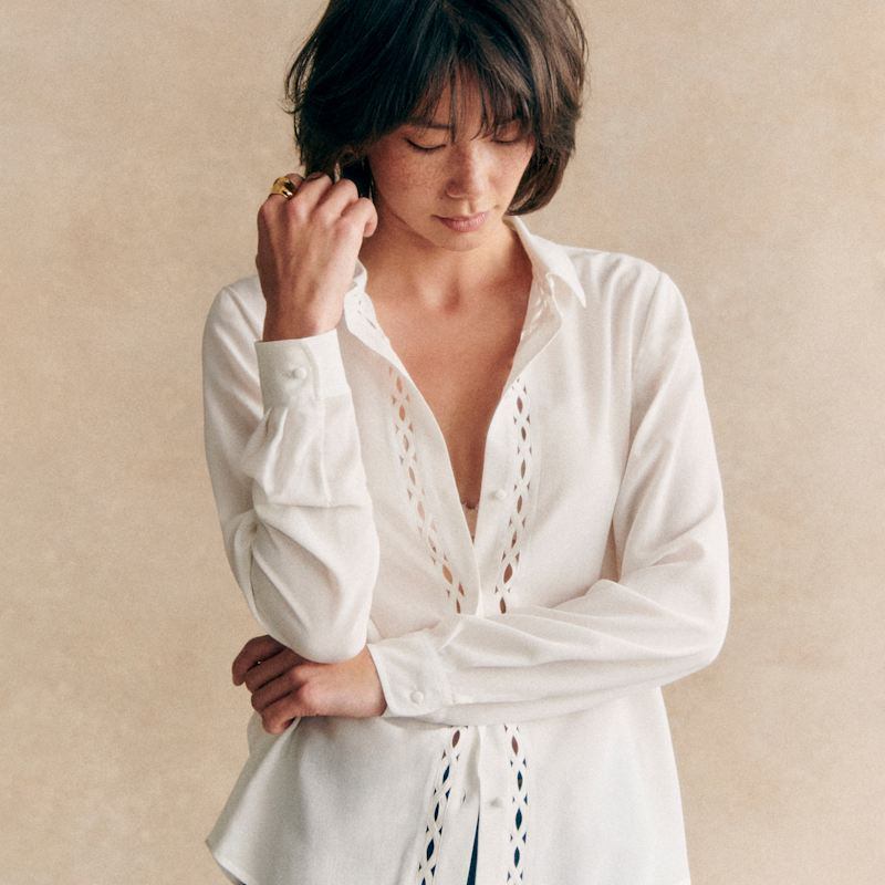 商品SEZANE|Sezane 女士奶油色真丝衬衫,价格¥990,第3张图片详细描述