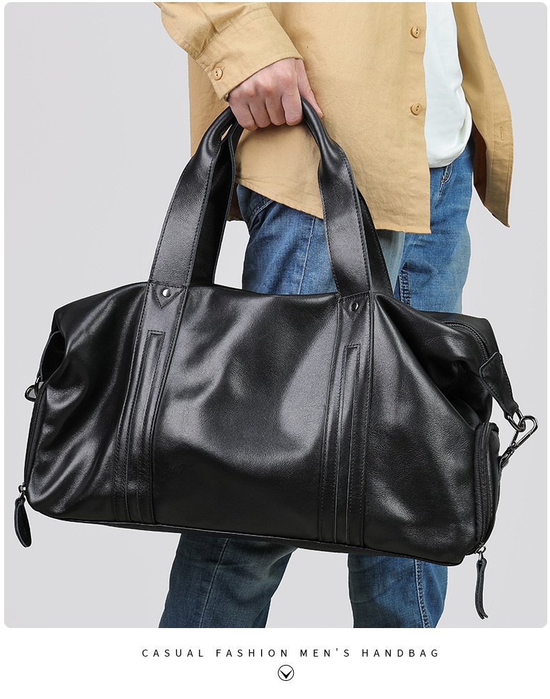 商品[国内直发] GLENVINTEN|格岚云顿时尚休闲真皮手提旅行包运动健身包大容量单肩包行李包包,价格¥657,第8张图片详细描述