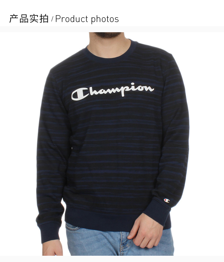商品CHAMPION|Champion 男士黑蓝色条纹卫衣 212682-BL506,价格¥207,第7张图片详细描述