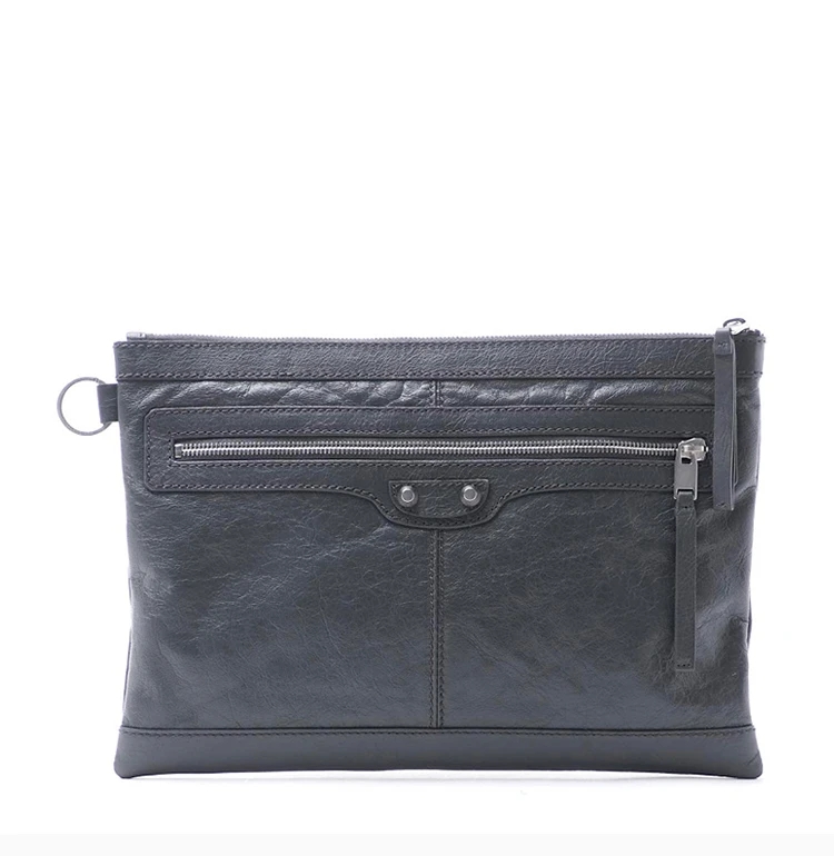 商品[国内直发] Balenciaga|Balenciaga 巴黎世家 男士灰色羊皮手拿包 273022-D9H04-1110,价格¥3658,第4张图片详细描述