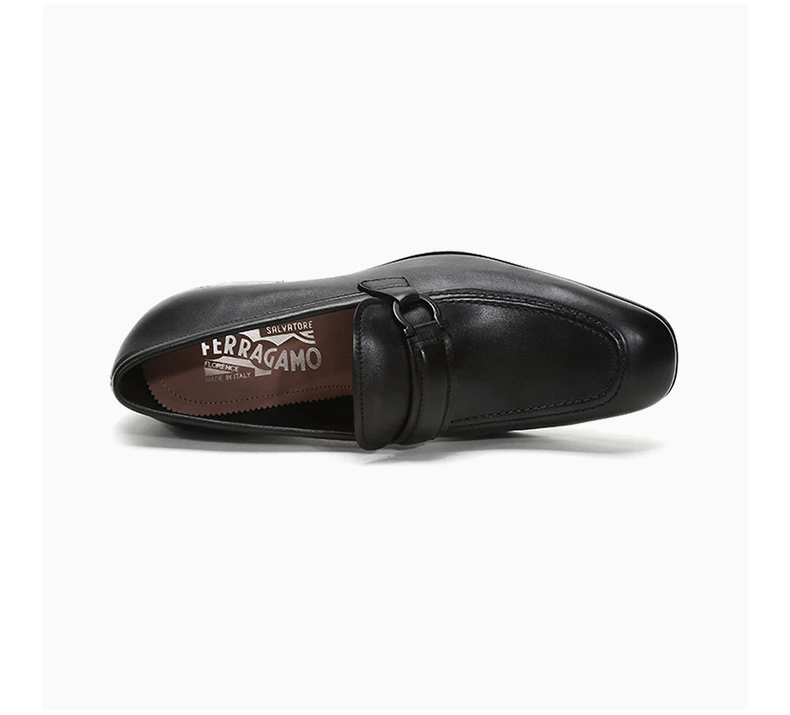 商品Salvatore Ferragamo|SALVATORE FERRAGAMO 男士黑色AUSTIN系列牛皮GANCINI莫卡辛鞋皮鞋 0705680,价格¥3202,第7张图片详细描述