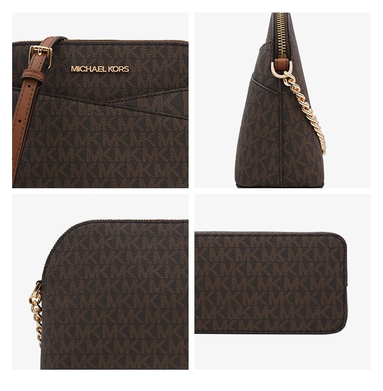 商品Michael Kors|Michael Kors 奥莱款 JET SET TRAVEL中号PVC印花女士单肩斜挎贝壳包 35F1GTVC6B BROWN,价格¥870,第8张图片详细描述