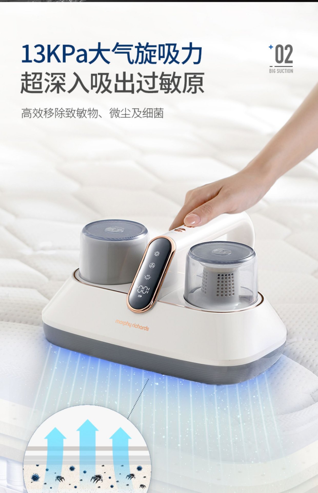 商品[国内直发] Morphy Richards|无线除螨仪MR3100强拍打紫外线杀菌机小型吸尘器除螨虫神器,价格¥476,第19张图片详细描述