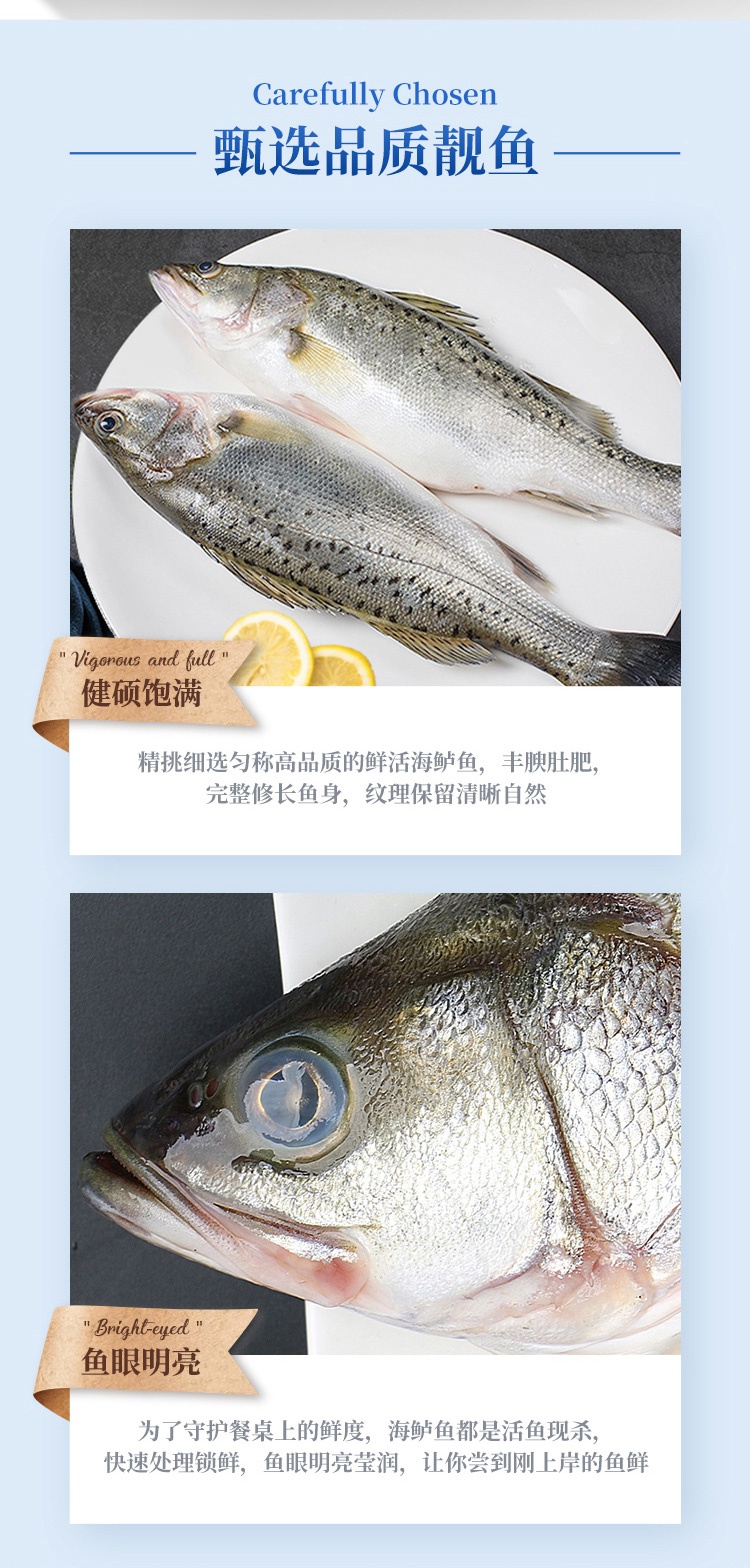 商品Pinzhenxianhuo|品珍鲜活 白蕉海鲈鱼 400g/500g（3件装）,价格¥189,第5张图片详细描述