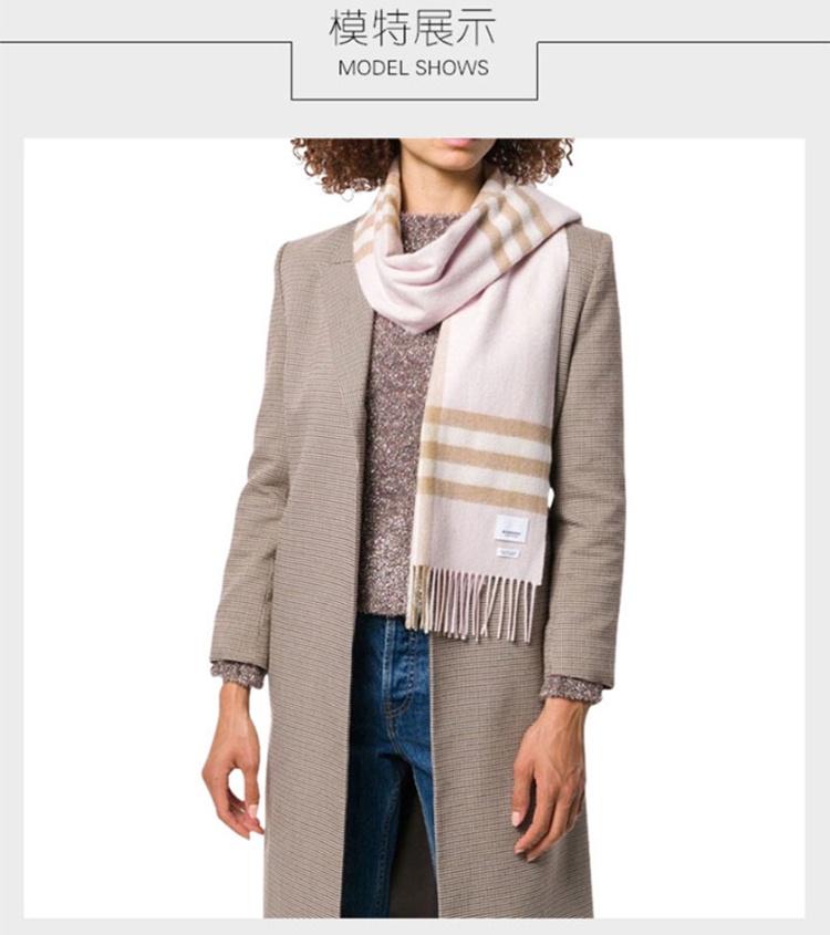 商品[国内直发] Burberry|Burberry 巴宝莉 经典格子休闲羊绒围巾女 8016396-粉色,价格¥3334,第3张图片详细描述