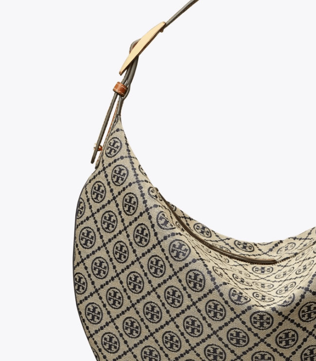 商品Tory Burch|汤丽柏琦T Monogram  撞色压花女士单肩新月包（香港仓发货）,价格¥3117,第12张图片详细描述