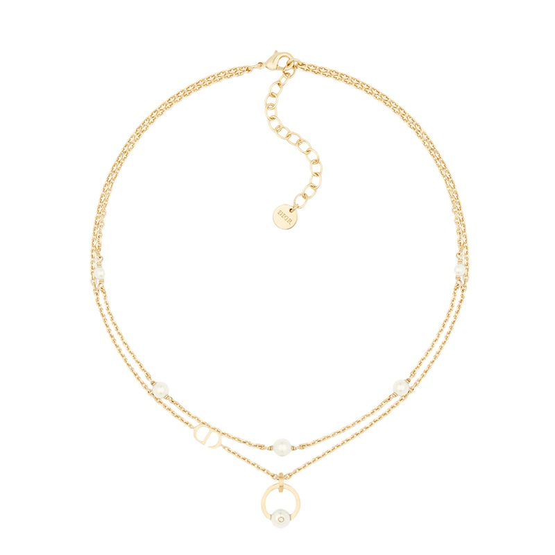 商品Dior|【包税】DIOR/迪奥 22新款PETIT CD系列 女士金色饰面金属“CD”标志白色树脂珠饰项链N1819PTCCY_D03S,价格¥4491,第2张图片详细描述