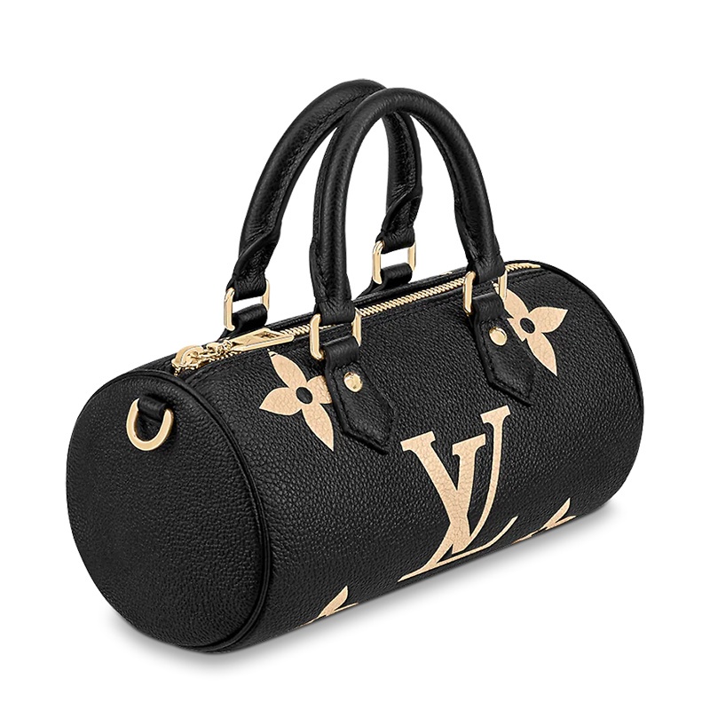 商品Louis Vuitton|预售十天 Louis Vuitton/路易威登 22春夏新款PAPILLON BB系列 小号 巴比龙 女士黑色/米白色双色老花压纹粒面牛皮金扣单肩斜跨手提包 M45980,价格¥19226,第4张图片详细描述