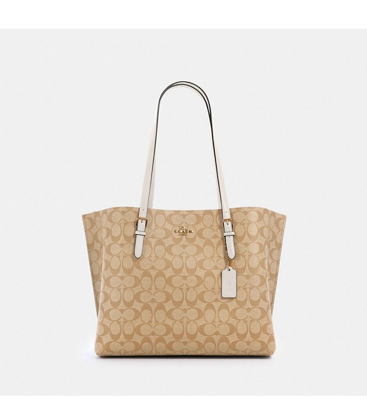 商品[国内直发] Coach|COACH蔻驰  Mollie 34 经典标志老花字母满印 标志性涂层帆布和光滑皮革 托特包Tote包购物袋手提单肩包 1665IMDQC,价格¥2090,第6张图片详细描述
