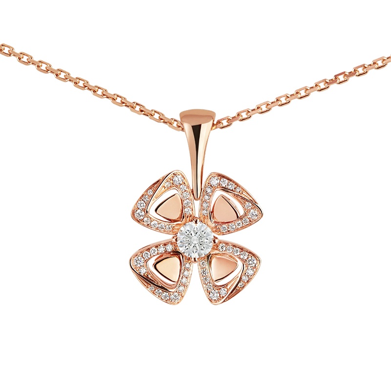 商品BVLGARI|  BVLGARI/宝格丽 FIOREVER系列 18K金玫瑰金花朵镶有钻石的项链 356223,价格¥59058,第4张图片详细描述