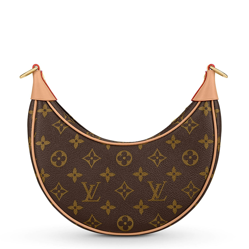 商品Louis Vuitton|【现货】路易威登 22春夏新款LOOP系列 女士经典棕色系老花帆布牛皮革饰边金扣金链单肩手提豌豆月牙包M81098,价格¥16863,第7张图片详细描述