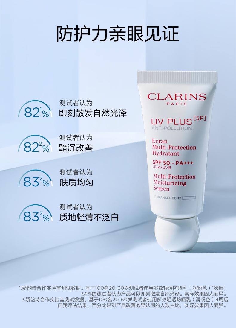 商品[国内直发] Clarins|娇韵诗 UV小白盾轻透防晒乳 润粉色/自然色 50ml 隔离高倍防晒防紫外线轻薄不黏腻,价格¥267,第6张图片详细描述