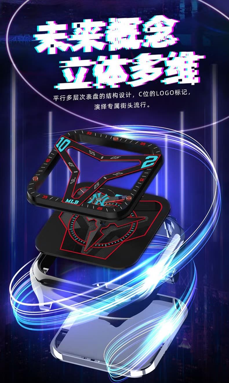 商品[国内直发] MLB|潮流时尚情侣硅胶防水男女学生石英表MLB-NY22051-BP17,价格¥302,第2张图片详细描述