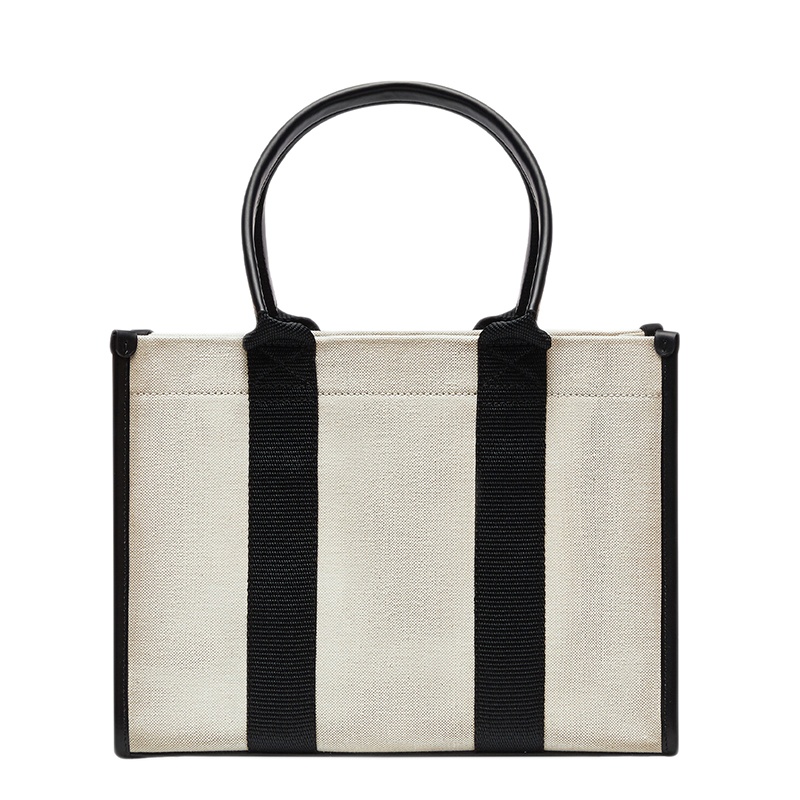商品Balenciaga|Balenciaga/巴黎世家 春夏新款 HARDWARE系列 女士小号浅米色/黑色棉质帆布徽标金属肩带手提斜挎单肩包6714022HHAM9260,价格¥7659,第3张图片详细描述