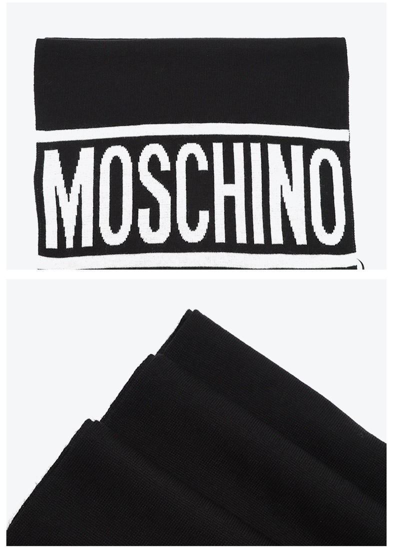 商品[国内直发] Moschino|MOSCHINO/莫斯奇诺 男女同款 黑色logo图案红边围巾50183M5539 016,价格¥434,第4张图片详细描述