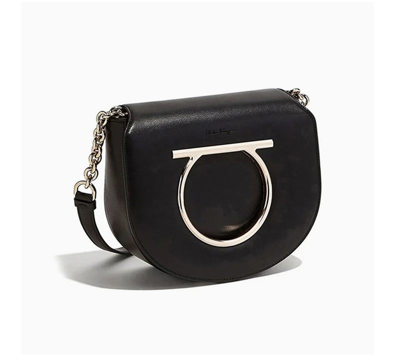 商品[国内直发] Salvatore Ferragamo|Salvatore Ferragamo 菲拉格慕 女士黑色牛皮单肩斜挎包 21-G998-691246,价格¥6150,第5张图片详细描述