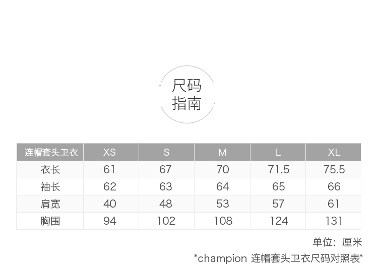 商品CHAMPION|Champion/ 情侣左胸小草写logo袋鼠兜加绒连帽卫衣life线 GF68-Y06819,价格¥293,第13张图片详细描述