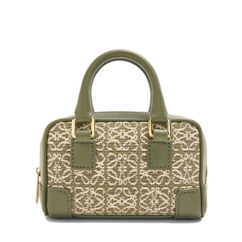 商品Loewe|【包税】LOEWE/罗意威 22春夏新款Amazona系列 女士Nano款绿色鳄梨绿色徽标提花织物配皮束带单肩斜挎手提包A039U96X02-4364,价格¥7131,第2张图片详细描述
