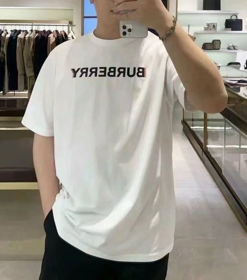商品Burberry|BURBERRY/博柏利 男士白色棉质徽标印花重叠休闲T恤80781201,价格¥1404,第3张图片详细描述