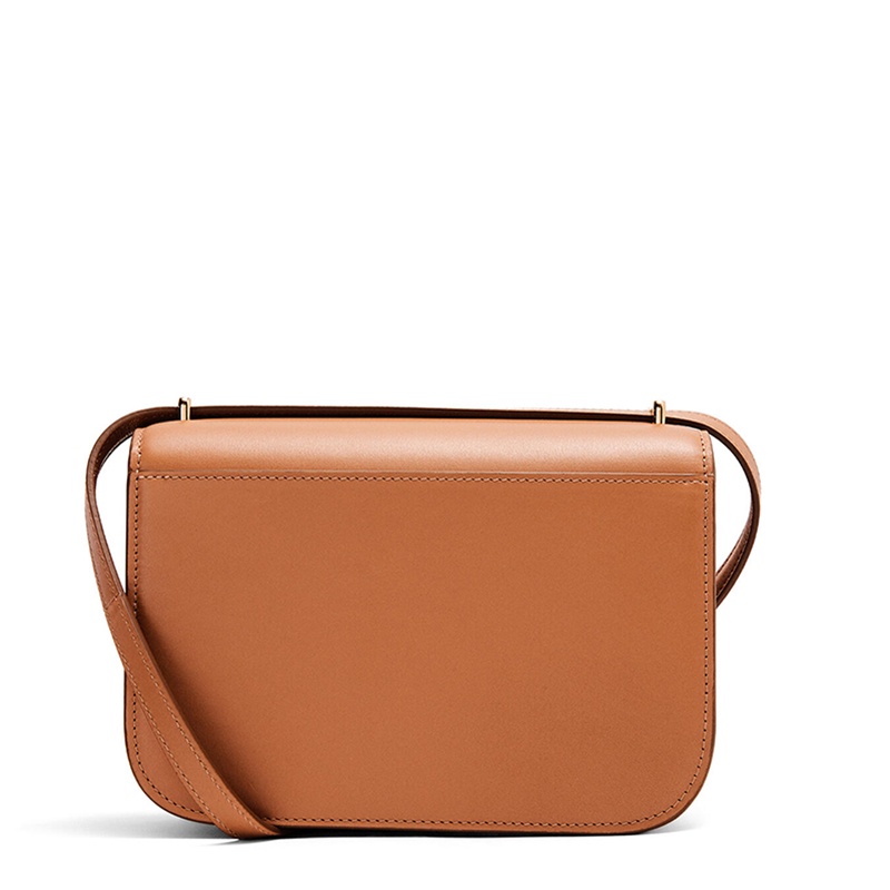 商品Loewe|【包税】LOEWE/罗意威  Goya系列 女士小号棕褐色真丝小牛皮金属徽标磁扣单肩斜挎包0010594307,价格¥21033,第3张图片详细描述