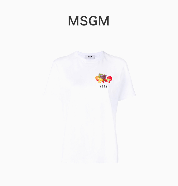 商品MSGM|MSGM  女士棉质字母印花圆领短袖T恤 2641MDM173-5298-01,价格¥625,第4张图片详细描述