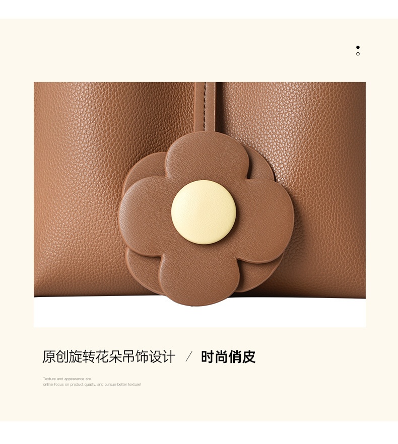 商品[国内直发] GLENVINTEN|格岚云顿2022夏季新款包包女荔枝纹大容量水桶包抽绳花朵单肩斜挎包,价格¥192,第13张图片详细描述