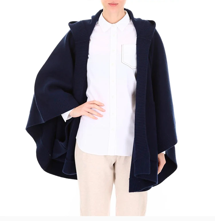 商品[国内直发] Burberry|Burberry 博柏利 蓝色羊毛女士针织斗篷 8007213,价格¥8608,第5张图片详细描述