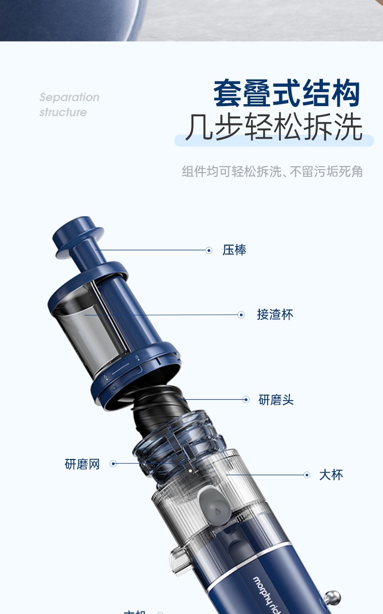 商品[国内直发] Morphy Richards|小型原汁机汁渣分离榨汁机MR9901迷你便携式家用多功能果汁机,价格¥317,第26张图片详细描述