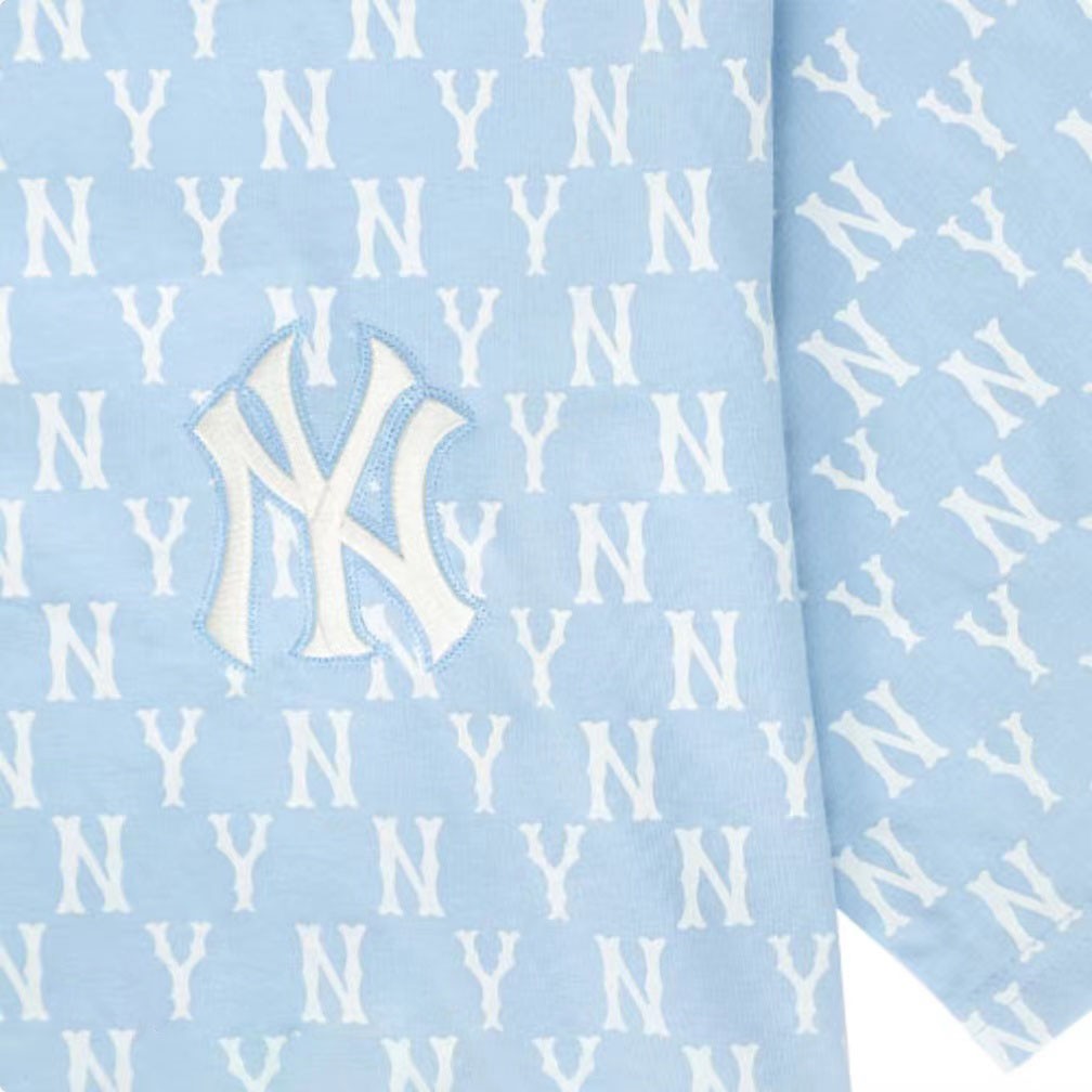 商品MLB|【享贝家】MLB纽约洋基队 字母满印短T恤 男女同款 蓝色 3ATSM10-23-K0001-50BLL Q,价格¥345,第5张图片详细描述