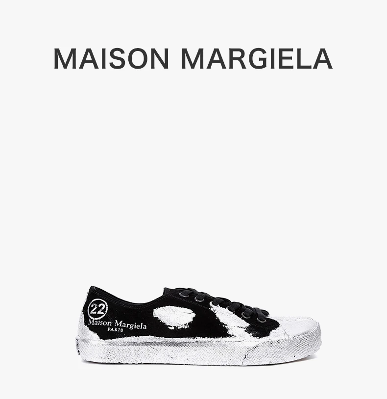 商品MAISON MARGIELA|Maison Margiela Tabi 女士黑色银泼墨分趾矮帮板鞋  S58WS0110-P2519-H1130,价格¥2643,第4张图片详细描述