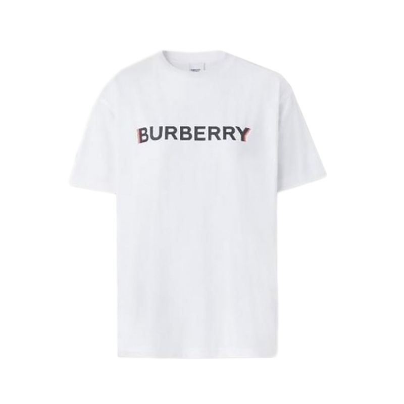 商品Burberry|BURBERRY/博柏利 男士白色棉质徽标印花重叠休闲T恤80781201,价格¥1404,第2张图片详细描述