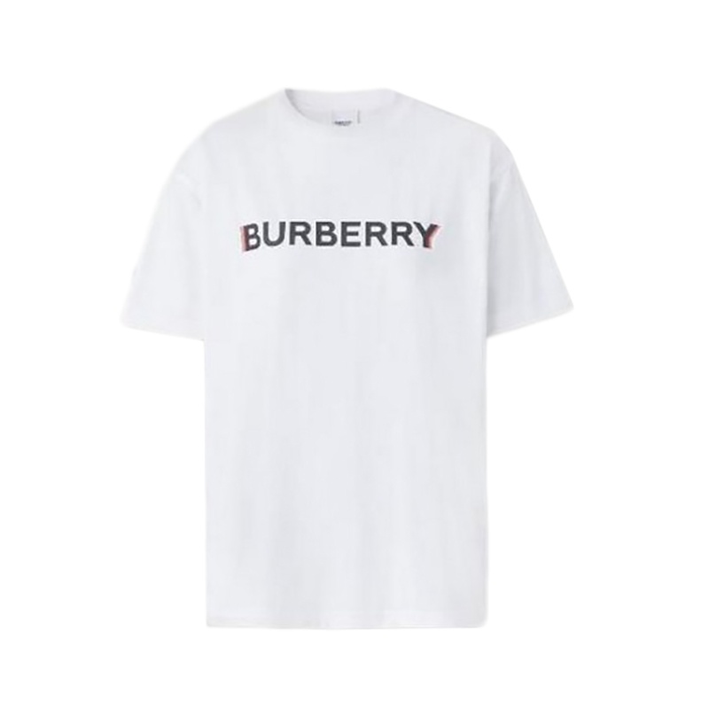 商品Burberry|BURBERRY/博柏利 男士白色棉质徽标印花重叠休闲T恤80781201,价格¥1374,第2张图片详细描述