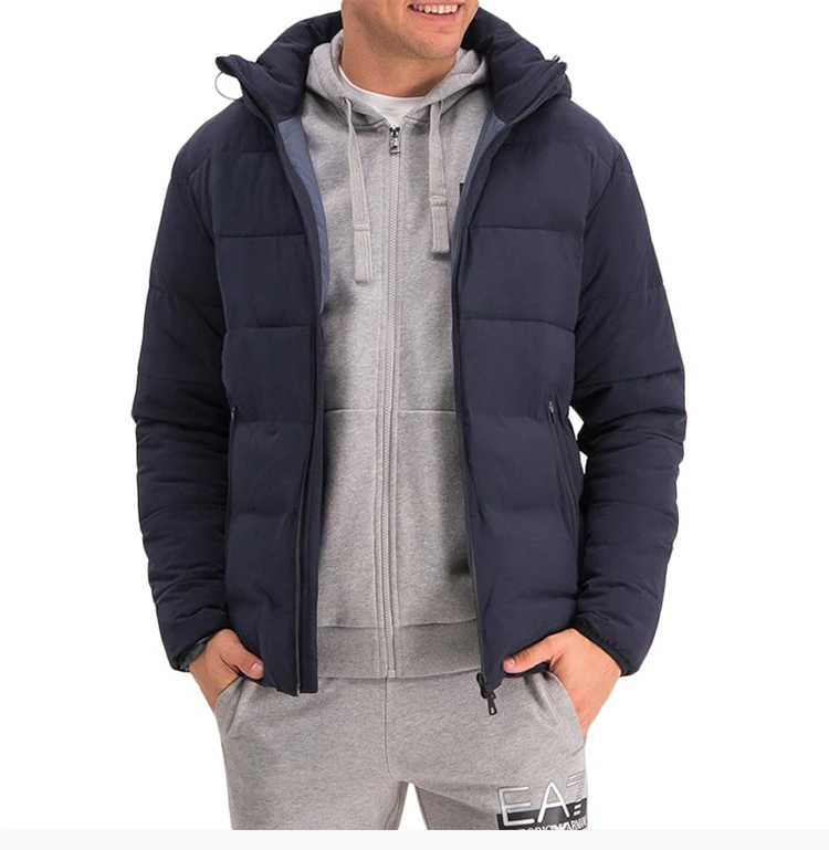 商品Emporio Armani|Emporio Armani 安普里奥 阿玛尼 男士黑蓝色锦纶氨纶混纺连帽棉服长袖拉链外套时尚夹克 6GPB23-NB7Z-1578,价格¥2006,第8张图片详细描述