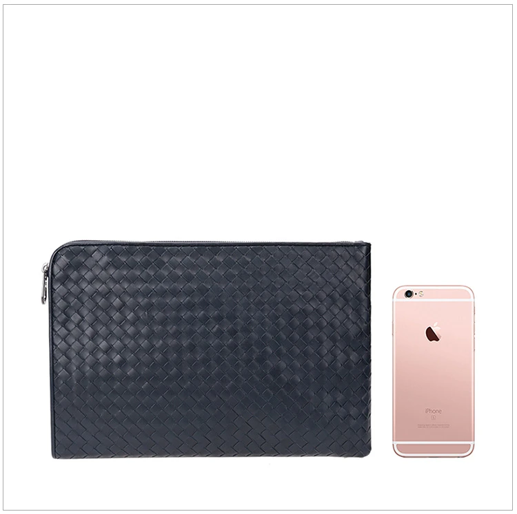 商品[国内直发] Bottega Veneta|Bottega Veneta 葆蝶家 男士羊皮蓝色编织手拿包 224052-V4651-4013,价格¥6335,第11张图片详细描述