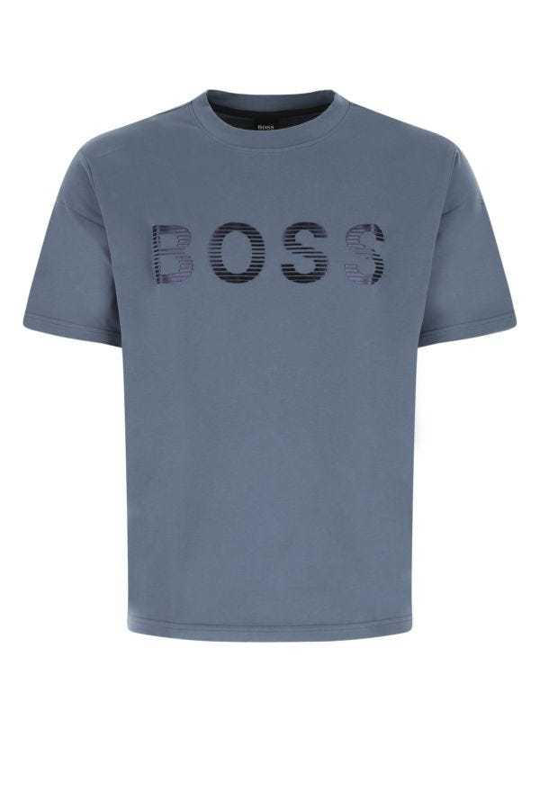 商品[国内直发] Hugo Boss|HUGO BOSS 男士雾霾蓝棉质短袖T恤 50472217-438,价格¥413,第1张图片详细描述