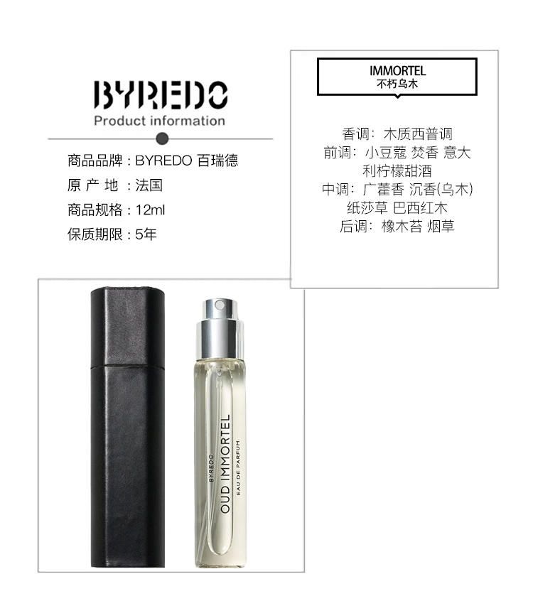 商品BYREDO|Byredo百瑞德全系列12ml 香水旅行装 配黑色皮套外壳 BLANCHE白色浪漫,价格¥537,第9张图片详细描述