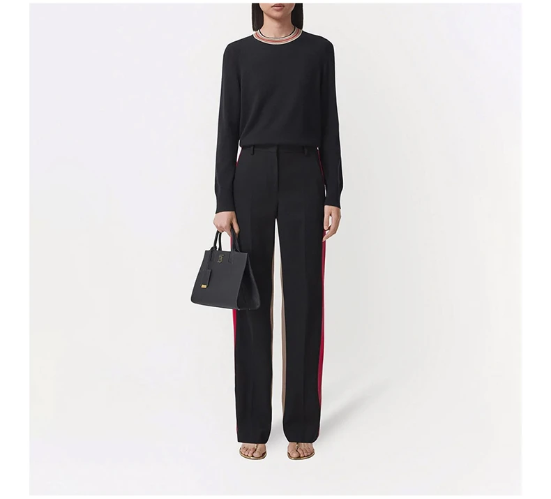 商品Burberry|BURBERRY 女士黑色条纹领口羊绒毛衣 8048428,价格¥2678,第7张图片详细描述