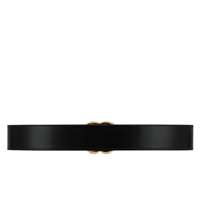 商品Gucci|GUCCI/古驰 女士黑色细款亮金GG扣2cm腰带皮带,价格¥2893,第3张图片详细描述