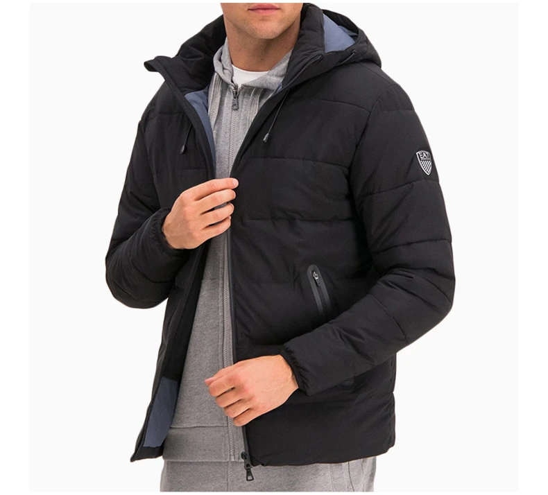 商品Emporio Armani|Emporio Armani 安普里奥 阿玛尼 男士黑色锦纶氨纶混纺连帽棉服长袖拉链外套时尚夹克 6GPB23-NB7Z-1200,价格¥1867,第2张图片详细描述