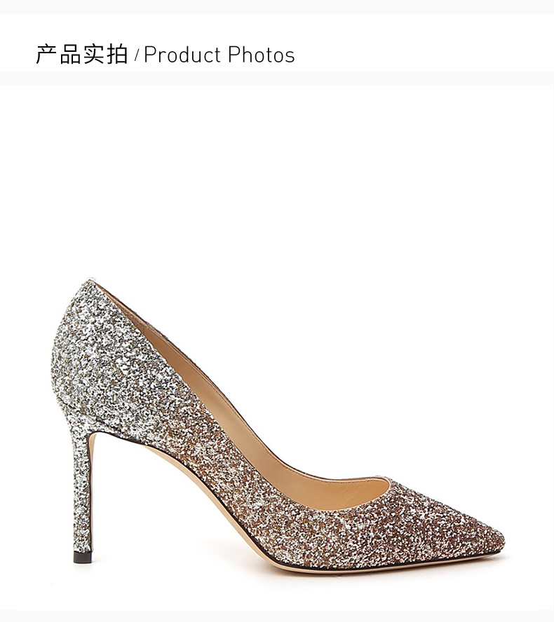 商品Jimmy Choo|JIMMY CHOO 吉米周 女士金色小牛皮高跟鞋 ROMY85-VNB-ROSEGOLDGOLDSILVER,价格¥2948,第7张图片详细描述