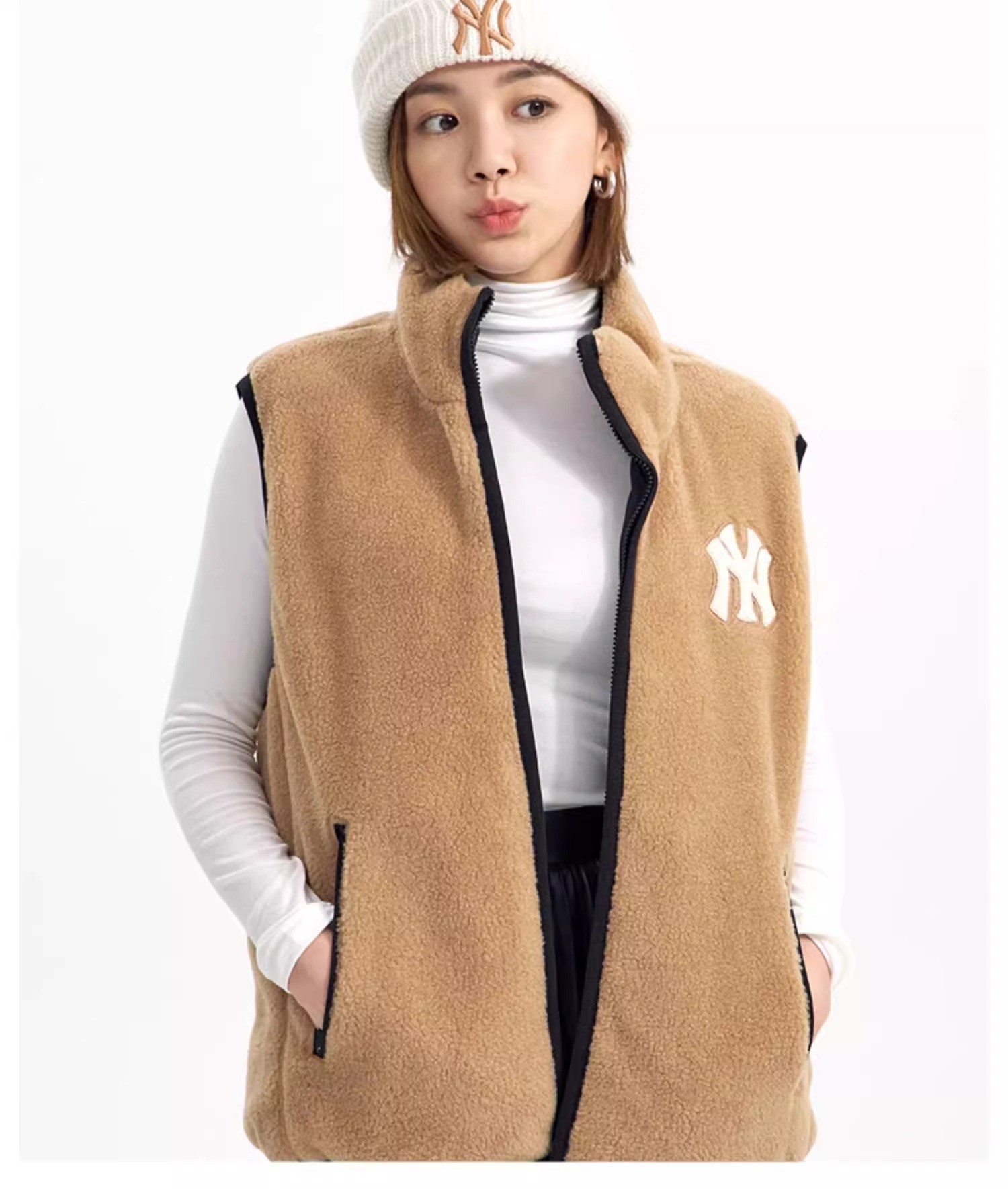 商品MLB|MLB官方虞书欣同款男女毛线帽刺绣保暖果冻冷帽秋冬,价格¥298,第5张图片详细描述
