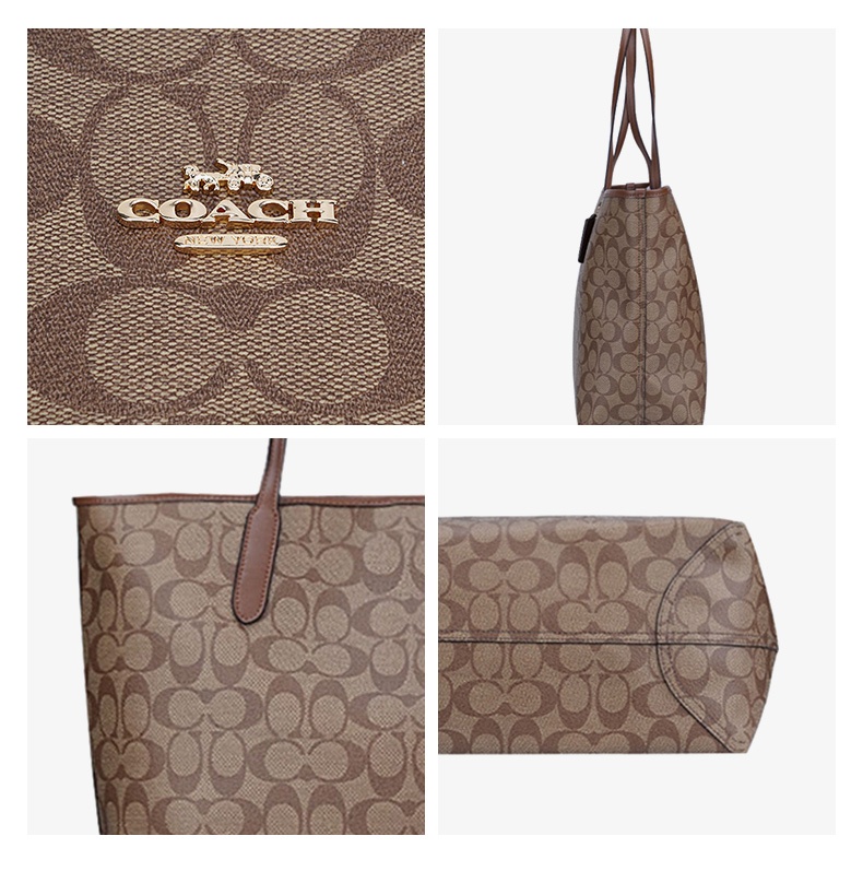 商品Coach|COACH 奥莱款大号女士PVC配皮单肩手提托特�包5696IME74,价格¥1616,第7张图片详细描述