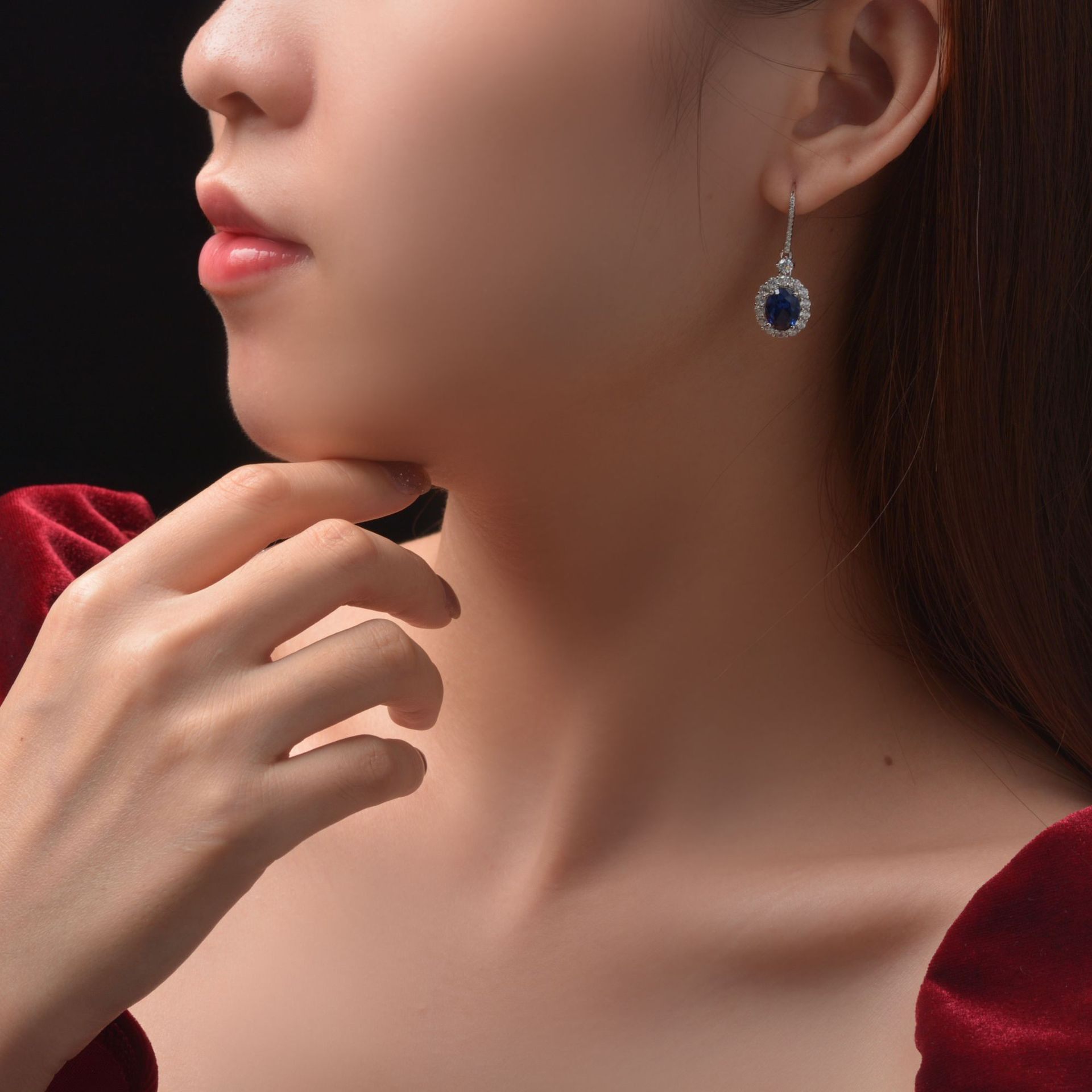 商品[国内直发] GLENVINTEN|格岚云顿珠宝新款2克拉蛋形7*9耳坠欧美轻奢气质925银高碳钻女耳环,价格¥267,第9张图片详细描述