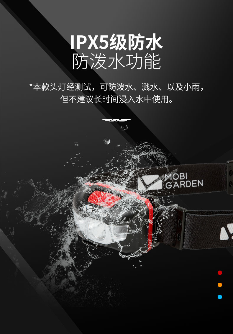 商品[国内直发] MobiGarden|户外徒步露营防水头戴式LED强光超亮充电感应式夜钓鱼头灯,价格¥126,第19张图片详细描述