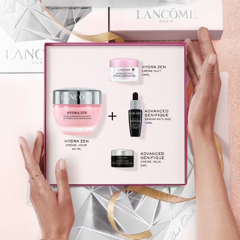 商品Lancôme|兰蔻2022水份缘限量护肤4件套 面霜50ml+晚霜15ml+精华10ml+眼霜5ml,价格¥403,第2张图片详细描述