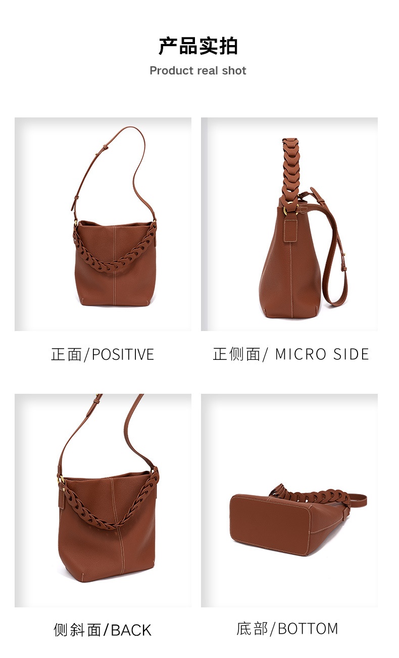 商品[国内直发] GLENVINTEN|格岚云顿新款复古真皮女包时尚简约软皮单肩包小众编织手提包,价格¥886,第11张图片详细描述