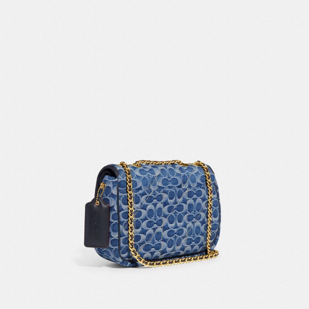 商品[国内直发] Coach|蔻驰女包Pillow 20 丹宁包水波纹香布雷女士专柜款牛仔布单肩斜挎包链条包礼物送女友 中号海军蓝CA104 B4UDF,价格¥1321,第5张图片详细描述