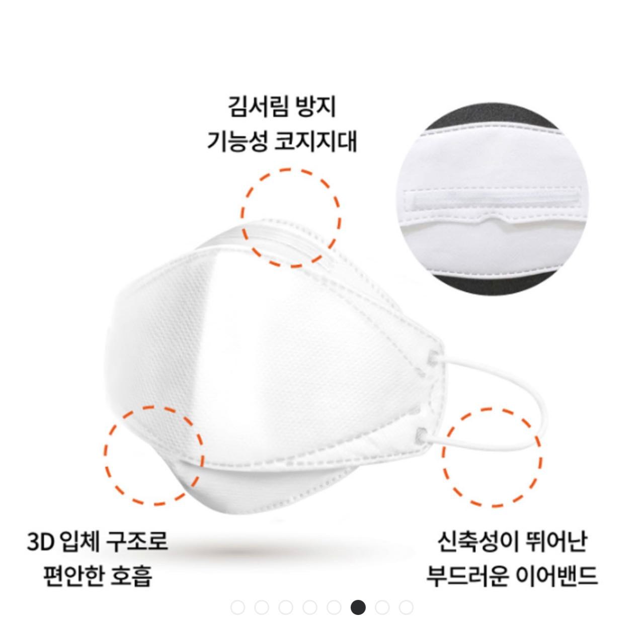 商品careM|【享贝家】（国内现货，下单后不能取消）韩国CAREM 成人KF94口罩 白色 100片/盒 CAREM WHT-L,价格¥139详情, 第7张图片描述