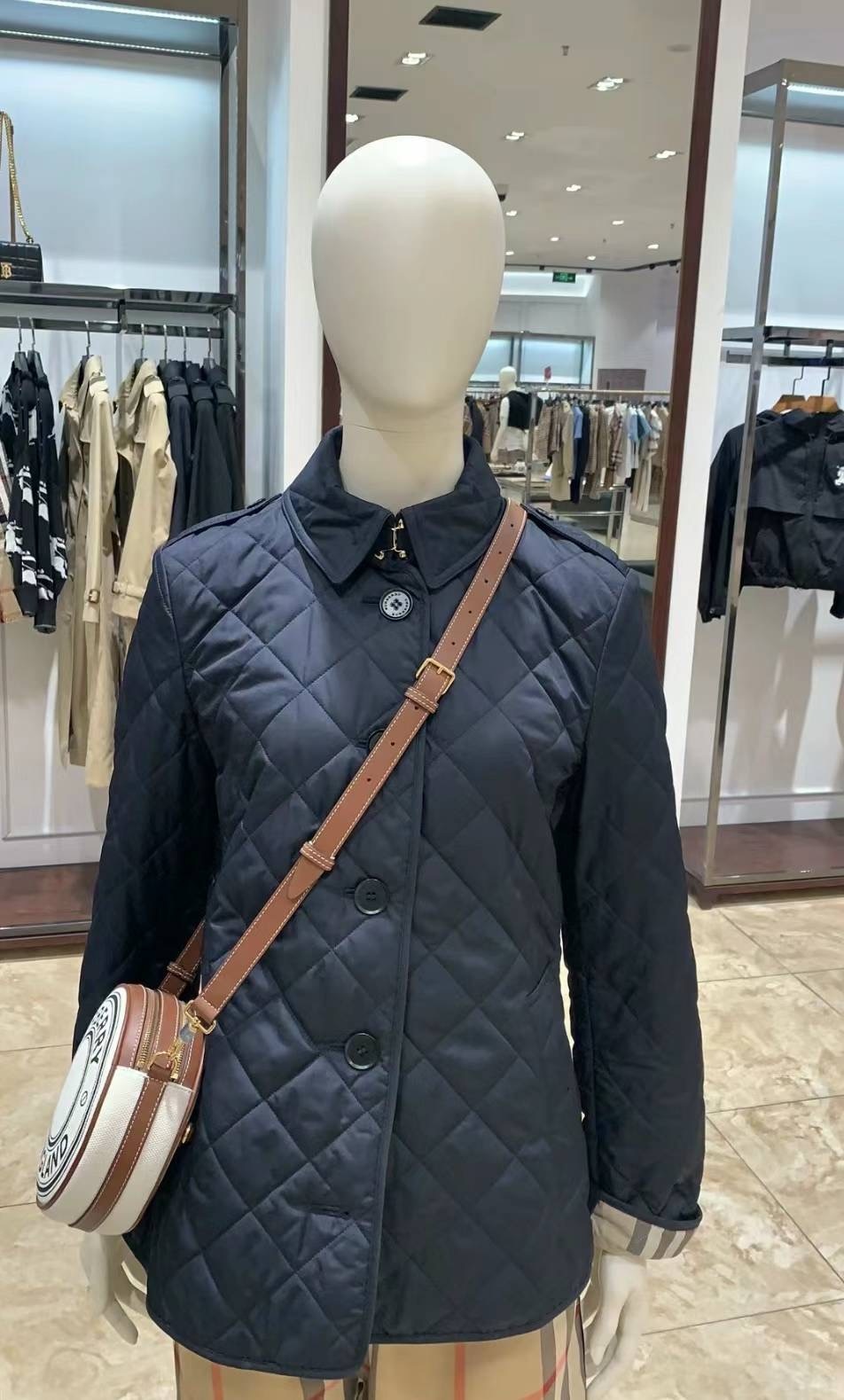 商品Burberry|BURBERRY/博柏利 女士海军蓝色棉质格子提花外套80658741,价格¥3031,第8张图片详细描述