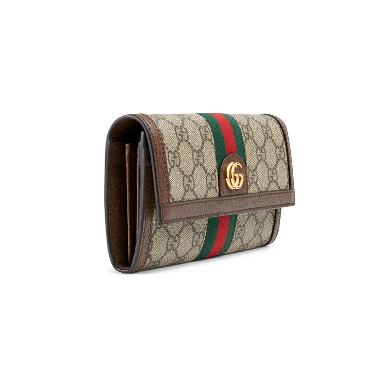 商品Gucci|GUCCI/古驰 Ophidia女士棕色帆布双G按扣钱包 523153 96IWG 8745,价格¥5039,第3张图片详细描述